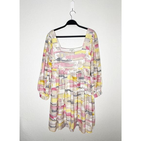 Moon River x Anthropologie Women's Babydoll Dress Balloon Sleeves Square Neck L - Picture 3 of 11